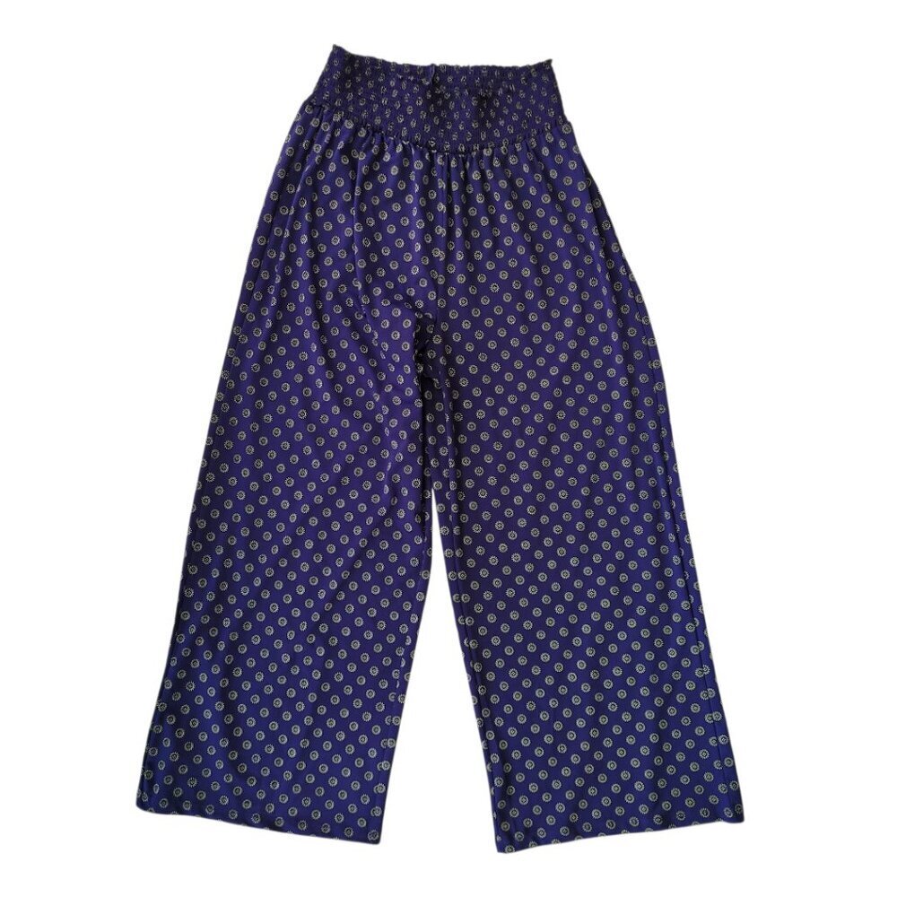 H&M PURPLE GEOMETRIC PRINT PALAZZO PANTS SIZE LARGE